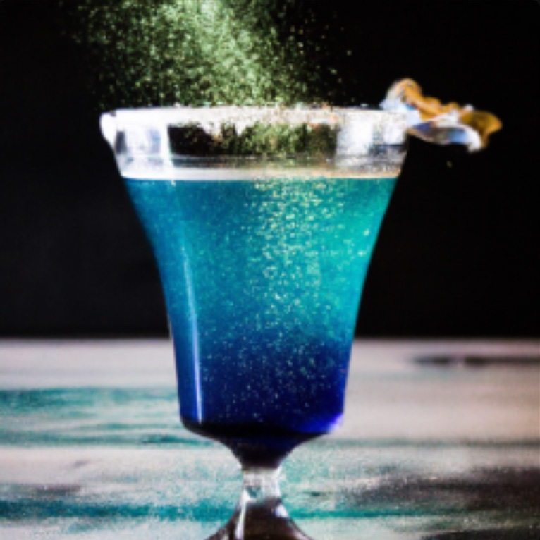 Cosmic Collisions Cocktail - it is a layered blue cocktail with glitter