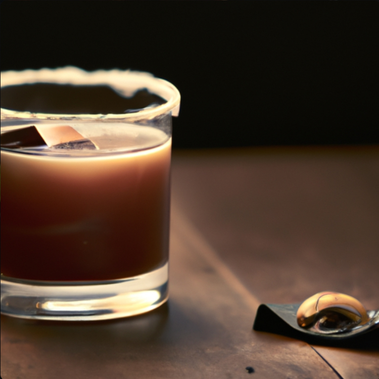 A rich “Choco-Nut Old Fashioned” cocktail served in a rocks glass with a chocolate-covered almond garnish on the side.