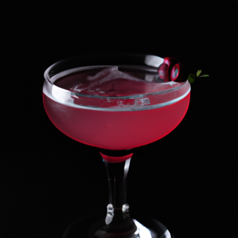 A vibrant “Elevated Cosmopolitan” cocktail served in a chilled martini glass with a garnish of citrus peel.