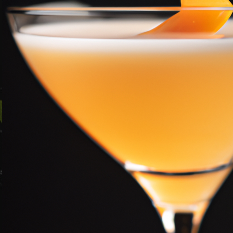 Ginger Peach Martini in a martini glass with a peach wedge garnish.