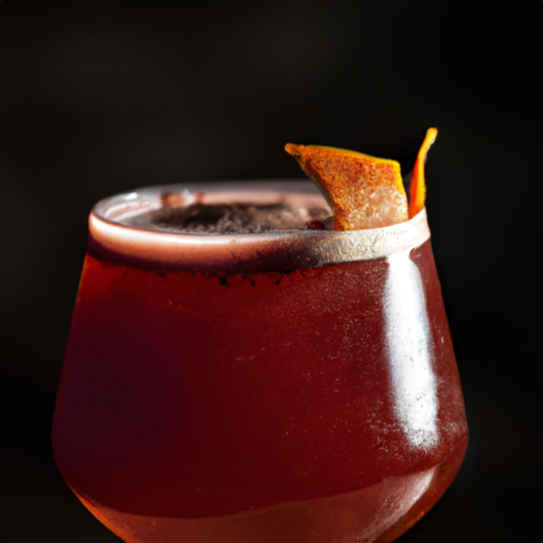 Chocolate Negroni with orange peel garnish