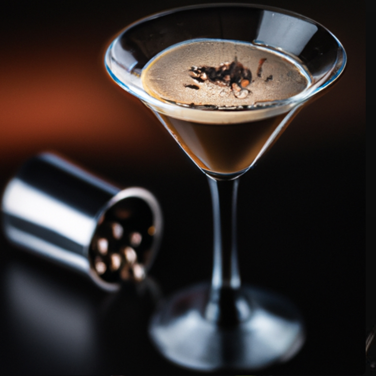 Nutella Bliss Martini with crushed hazelnut rim and chocolate syrup garnish.