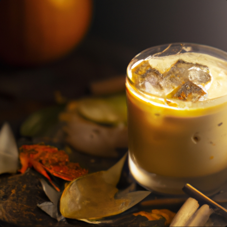 Pumpkin Spice Potion cocktail with spiced rum, pumpkin puree, and whipped cream garnish.