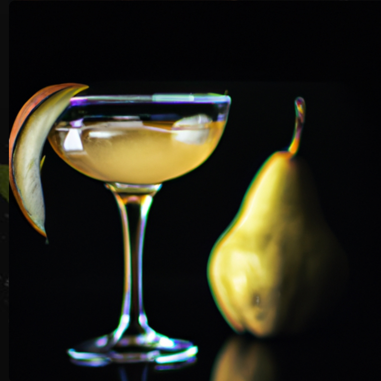 Spiced Pear Martini with fresh pear garnish, fall cocktail with pear liqueur and cinnamon.