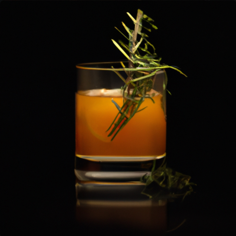 Maple Bourbon Bliss cocktail with bourbon, maple syrup, and rosemary, perfect fall drink.