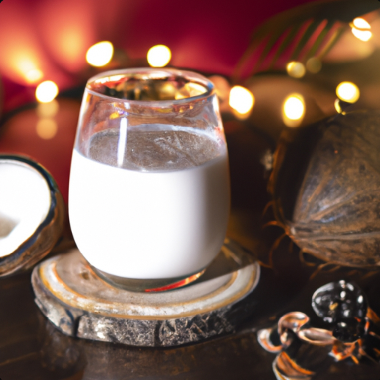 Coquito cocktail with coconut and rum, garnished with nutmeg, perfect for Christmas celebrations and winter evenings.