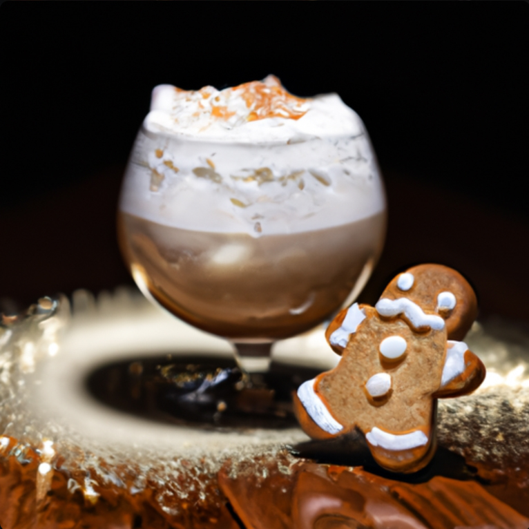 Gingerbread Man Cocktail with spiced rum, gingerbread syrup, whipped cream, and a gingerbread cookie garnish. Perfect for Christmas!